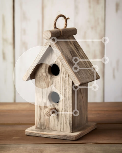 Intra Συλλεκτικό Ξύλινο Παζλ Plywood  4mm - Αξιολάτρευτο Ξύλινο Σπιτάκι πουλιών με έρπητα ζωστήρα και καμινάδα Σε Ξύλινο Κουτί - Διαστάσεις Puzzle: 10x10 cm – 25 κομμάτια