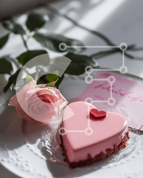 Intra Συλλεκτικό Ξύλινο Παζλ Plywood  4mm - Τούρτα σε σχήμα καρδιάς με ροζ τριαντάφυλλα και κάρτα «Ευχαριστώ». Σε Ξύλινο Κουτί - Διαστάσεις: 10x10 cm – 25 κομμάτια