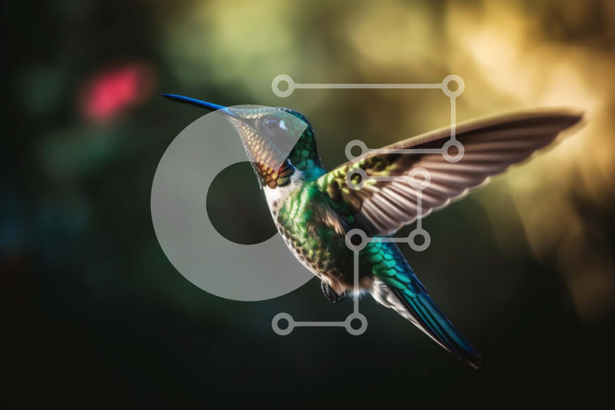 Σετ των 2 Intra Συλλεκτικό Ξύλινο Παζλ Plywood  4mm - Εκπληκτική εικόνα ενός κολιμπρί που πετά πάνω από ένα κλαδί καλυμμένο με λουλούδια Σε Ξύλινο Κουτί - Διαστάσεις: 10x10 cm – 25 κομμάτια