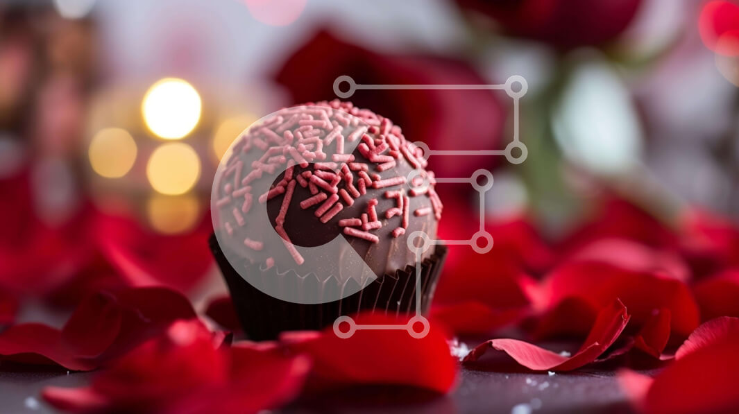 Σετ των 2 Intra Συλλεκτικό Ξύλινο Παζλ Plywood  4mm - Κομψό και ρομαντικό επιδόρπιο σοκολάτας σε κόκκινα ροδοπέταλα Σε Ξύλινο Κουτί - Διαστάσεις: 10x10 cm – 25 κομμάτια