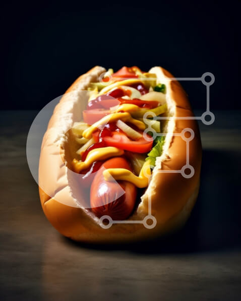 Σετ των 2 Intra Συλλεκτικό Ξύλινο Παζλ Plywood  4mm - Ζουμερό χοτ ντογκ με κέτσαπ, μουστάρδα και ντομάτες πάνω σε κουλούρι Σε Ξύλινο Κουτί - Διαστάσεις: 10x10 cm – 25 κομμάτια