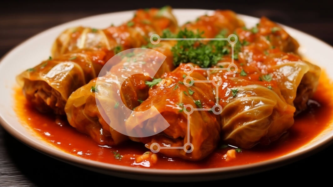 Σετ των 2 Intra Συλλεκτικό Ξύλινο Παζλ Plywood  4mm - Ρολά λάχανου με σάλτσα και μαϊντανό Σε Ξύλινο Κουτί - Διαστάσεις: 10x10 cm – 25 κομμάτια