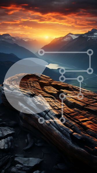 Σετ των 2 Intra Συλλεκτικό Ξύλινο Παζλ Plywood  4mm - Εκπληκτικό ηλιοβασίλεμα πάνω από μια μαγευτική οροσειρά και μια γαλήνια λίμνη Σε Ξύλινο Κουτί - Διαστάσεις: 10x10 cm – 25 κομμάτια