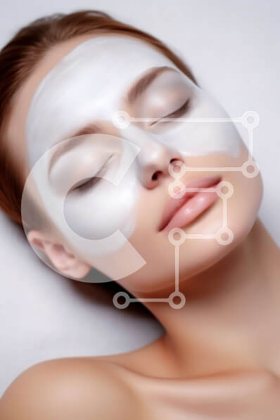 Intra Συλλεκτικό Ξύλινο Παζλ Plywood  4mm - Ρουτίνα χαλαρωτικής ομορφιάς: Γυναίκα με κλειστά μάτια που φορά μάσκα προσώπου στο κρεβάτι Σε Ξύλινο Κουτί - Διαστάσεις Puzzle: 10x10 cm – 25 κομμάτια