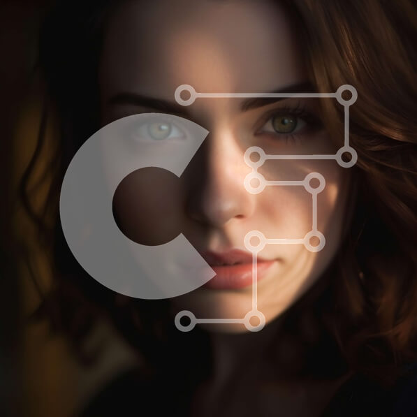 Intra Συλλεκτικό Ξύλινο Παζλ Plywood  4mm - Σοβαρό πορτρέτο μιας γυναίκας με σπαστά καστανά μαλλιά και πράσινα μάτια Σε Ξύλινο Κουτί - Διαστάσεις Puzzle: 10x10 cm – 25 κομμάτια