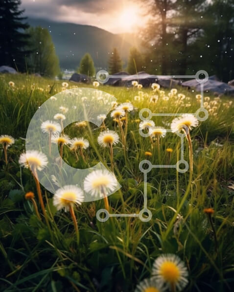 Intra Συλλεκτικό Ξύλινο Παζλ Plywood  4mm - Όμορφη εικόνα ενός χωραφιού με πικραλίδες στο φως του ήλιου Σε Ξύλινο Κουτί - Διαστάσεις: 10x10 cm – 25 κομμάτια