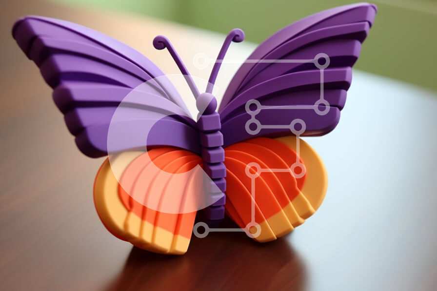 Intra Συλλεκτικό Ξύλινο Παζλ Plywood  4mm - Πολύχρωμο γλυπτό πεταλούδων στο τραπέζι Σε Ξύλινο Κουτί - Διαστάσεις Puzzle: 10x10 cm – 25 κομμάτια