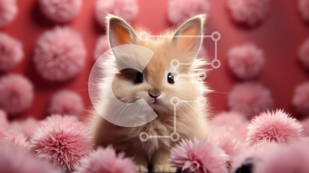 Intra Συλλεκτικό Ξύλινο Παζλ Plywood  4mm - Χαριτωμένο καφέ κουνέλι που κάθεται μπροστά από ένα ροζ φόντο με ροζ λουλούδια Σε Ξύλινο Κουτί - Διαστάσεις: 10x10 cm – 25 κομμάτια