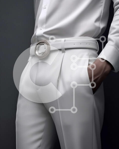 Intra Συλλεκτικό Ξύλινο Παζλ Plywood  4mm - Κομψός άντρας με λευκό πουκάμισο και παντελόνι με αγκράφα για ζώνη Σε Ξύλινο Κουτί - Διαστάσεις Puzzle: 10x10 cm – 25 κομμάτια