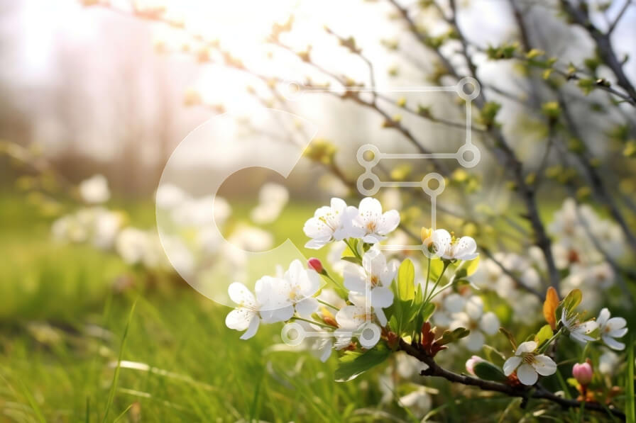 Intra Συλλεκτικό Ξύλινο Παζλ Plywood  4mm - Όμορφη εικόνα ενός χωραφιού με λευκά λουλούδια σε άνθιση Σε Ξύλινο Κουτί - Διαστάσεις: 10x10 cm – 25 κομμάτια