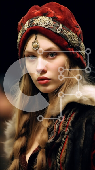 Intra Συλλεκτικό Ξύλινο Παζλ Plywood  4mm - Μοντέλο με κόκκινο κεντημένο καπέλο και φουλάρι Σε Ξύλινο Κουτί - Διαστάσεις Puzzle: 10x10 cm – 25 κομμάτια