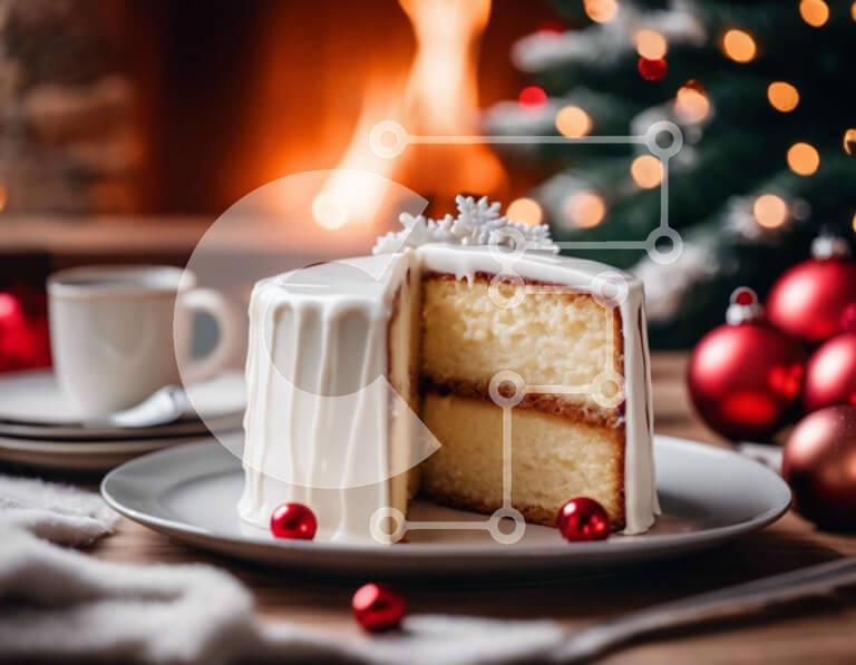 Σετ των 2 Intra Συλλεκτικό Ξύλινο Παζλ Plywood  4mm - Γιορτινή Λευκή Τούρτα με Χριστουγεννιάτικα στολίδια Σε Ξύλινο Κουτί - Διαστάσεις: 10x10 cm – 25 κομμάτια