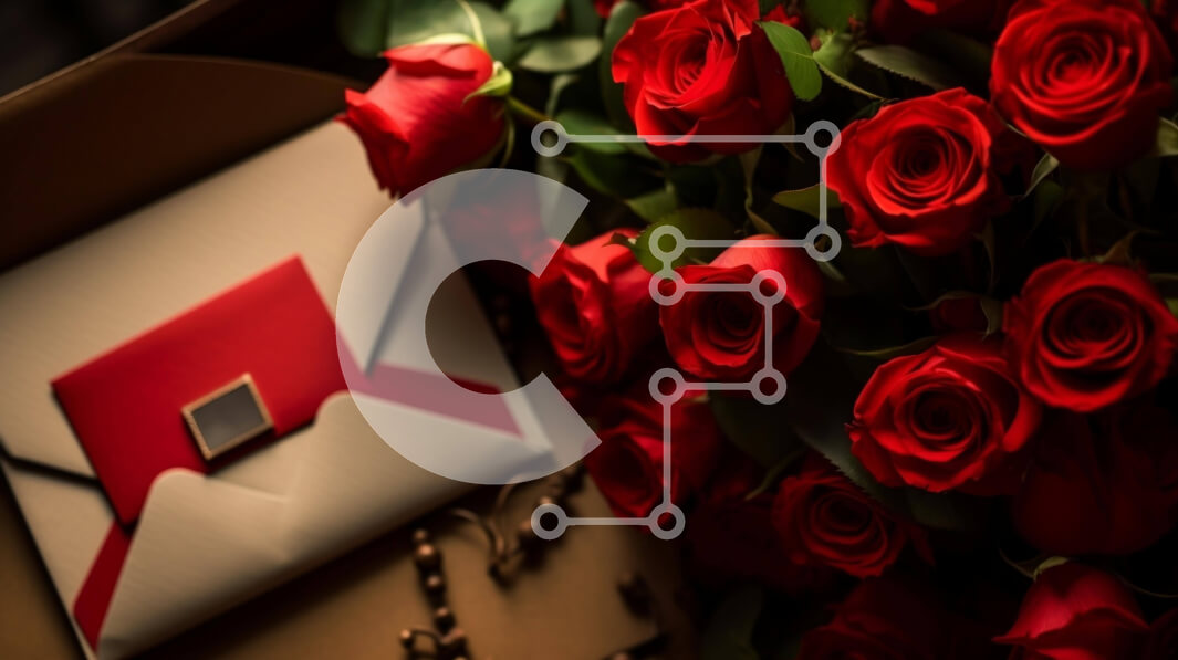 Intra Συλλεκτικό Ξύλινο Παζλ Plywood  4mm - Μπουκέτο με κόκκινα τριαντάφυλλα με ευχετήρια κάρτα και κοσμήματα Σε Ξύλινο Κουτί - Διαστάσεις Puzzle: 10x10 cm – 25 κομμάτια