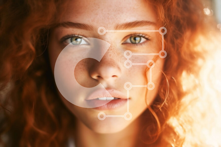 Intra Συλλεκτικό Ξύλινο Παζλ Plywood  4mm - Εκπληκτικό πορτρέτο μιας νεαρής γυναίκας με κόκκινα μαλλιά και πράσινα μάτια Σε Ξύλινο Κουτί - Διαστάσεις Puzzle: 10x10 cm – 25 κομμάτια