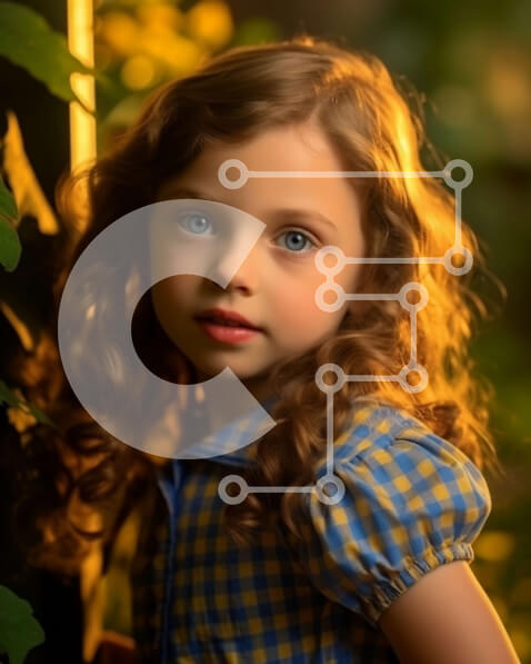 Intra Συλλεκτικό Ξύλινο Παζλ Plywood  4mm - Νεαρό κορίτσι που στέκεται μπροστά από το δέντρο φορώντας καρό φόρεμα Σε Ξύλινο Κουτί - Διαστάσεις Puzzle: 10x10 cm – 25 κομμάτια