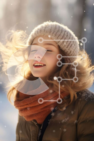 Intra Συλλεκτικό Ξύλινο Παζλ Plywood  4mm - Νεαρή γυναίκα που απολαμβάνει τη χειμερινή περίοδο στο χιόνι Σε Ξύλινο Κουτί - Διαστάσεις Puzzle: 10x10 cm – 25 κομμάτια