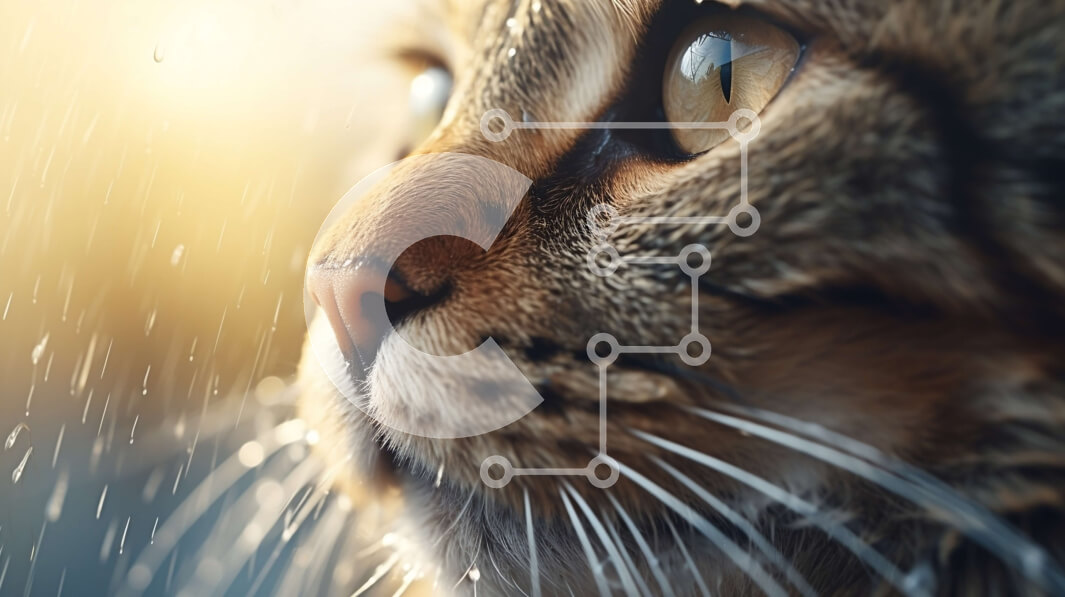 Σετ των 2 Intra Συλλεκτικό Ξύλινο Παζλ Plywood  4mm - Περίεργη γάτα που κοιτάζει τη βροχή Σε Ξύλινο Κουτί - Διαστάσεις: 10x10 cm – 25 κομμάτια