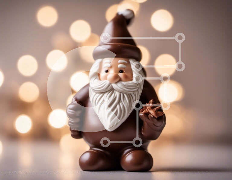 Intra Συλλεκτικό Ξύλινο Παζλ Plywood  4mm - Σοκολατένιο ειδώλιο Άγιου Βασίλη σε φωτισμένο φόντο Σε Ξύλινο Κουτί - Διαστάσεις: 10x10 cm – 25 κομμάτια