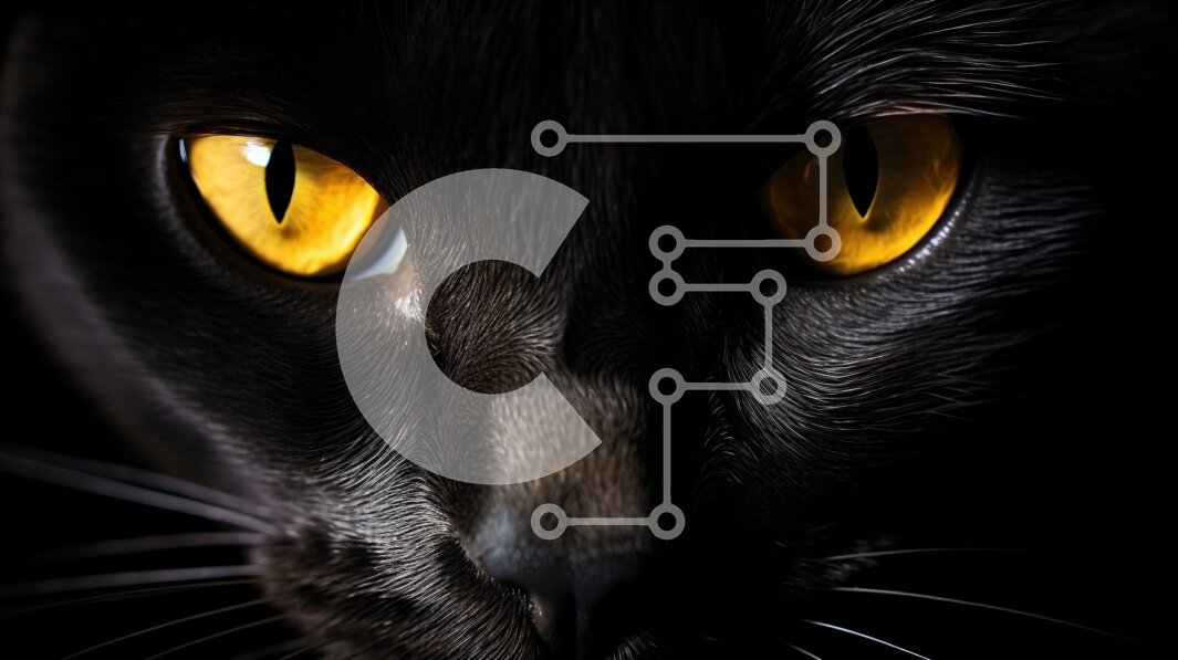 Σετ των 2 Intra Συλλεκτικό Ξύλινο Παζλ Plywood  4mm - Κοντινό πλάνο μιας μαύρης γάτας που κοιτάζει επίμονα την κάμερα Σε Ξύλινο Κουτί - Διαστάσεις: 10x10 cm – 25 κομμάτια