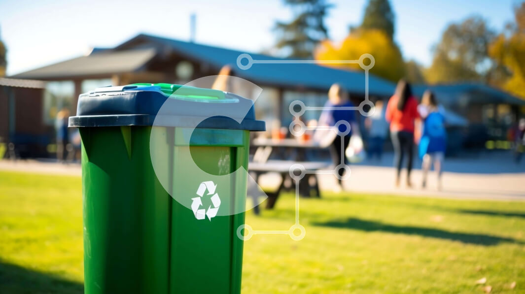 Intra Συλλεκτικό Ξύλινο Παζλ Plywood  4mm - Πράσινος Κάδος Ανακύκλωσης σε Ανοιχτή Χλοώδη περιοχή Σε Ξύλινο Κουτί - Διαστάσεις Puzzle: 10x10 cm – 25 κομμάτια