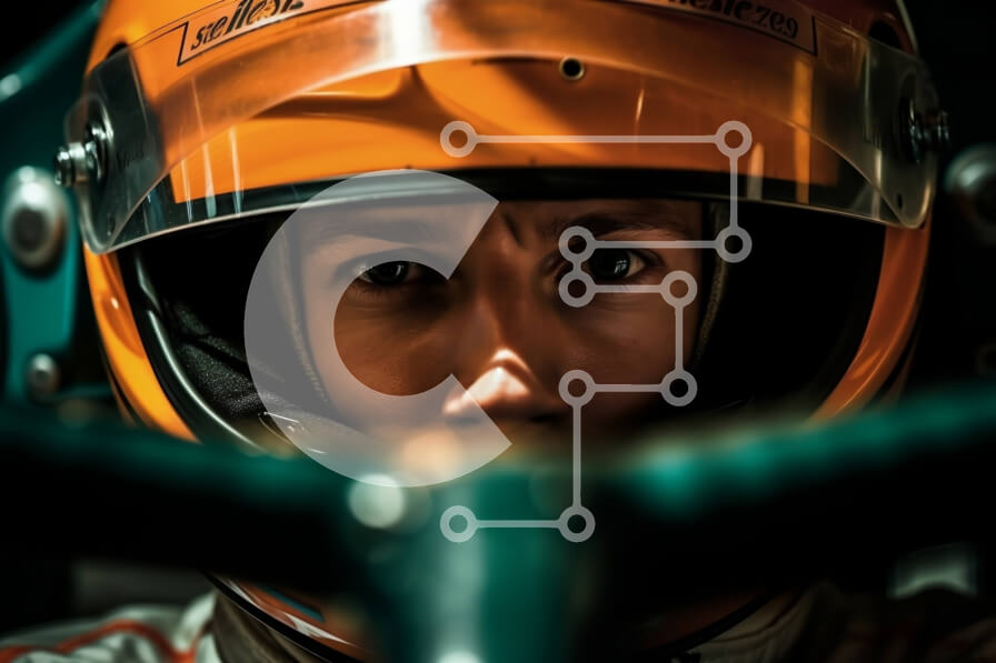 Intra Συλλεκτικό Ξύλινο Παζλ Plywood  4mm - Στιγμιότυπο δράσης ενός οδηγού αγώνων που φορά κράνος και οδηγεί αυτοκίνητο Σε Ξύλινο Κουτί - Διαστάσεις Puzzle: 10x10 cm – 25 κομμάτια