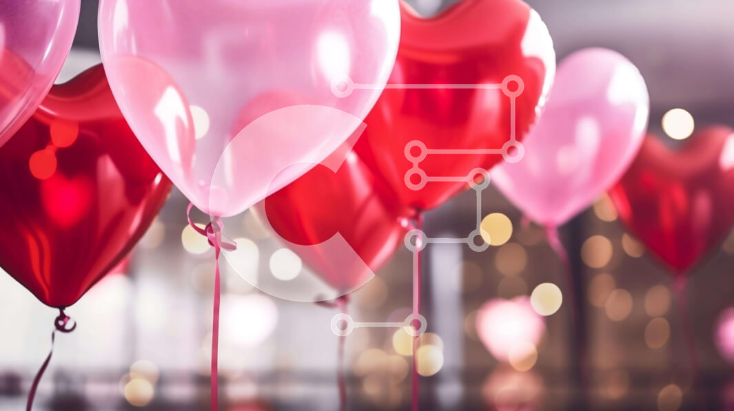 Intra Συλλεκτικό Ξύλινο Παζλ Plywood  4mm - Ομάδα από μπαλόνια σε σχήμα καρδιάς για γιορτές Σε Ξύλινο Κουτί - Διαστάσεις Puzzle: 10x10 cm – 25 κομμάτια