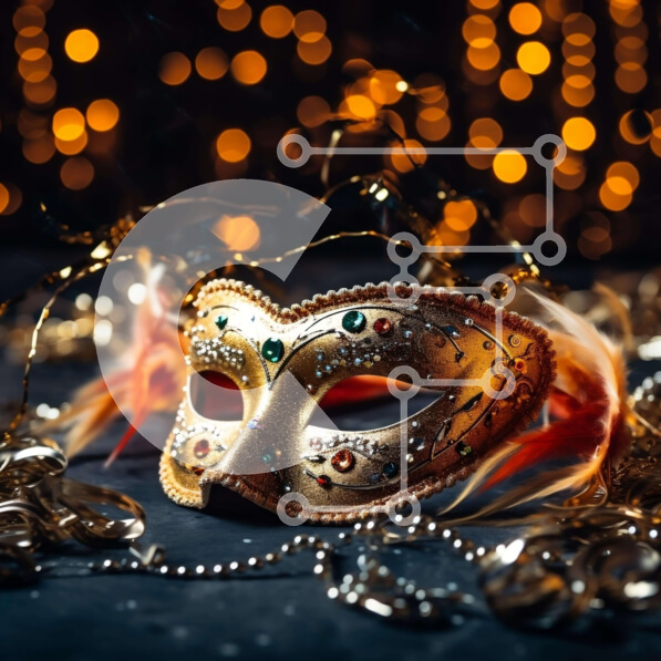 Σετ των 2 Intra Συλλεκτικό Ξύλινο Παζλ Plywood  4mm - Χρυσή μάσκα μεταμφίεσης με χάντρες και κοσμήματα Σε Ξύλινο Κουτί - Διαστάσεις: 10x10 cm – 25 κομμάτια