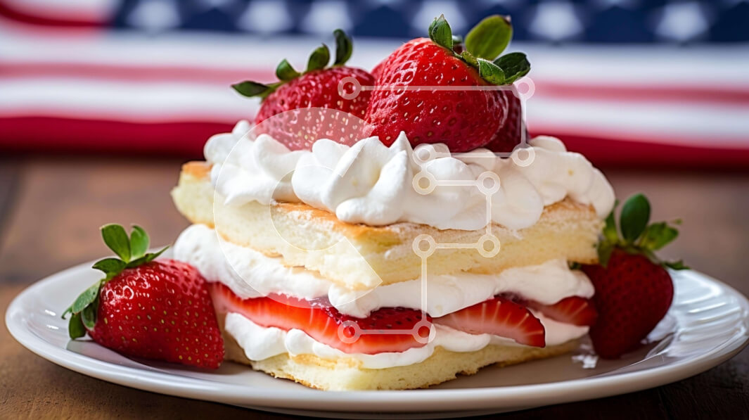 Σετ των 2 Intra Συλλεκτικό Ξύλινο Παζλ Plywood  4mm - Πιάτο επιδορπίου με σορτς κέικ με αμερικανική σημαία Σε Ξύλινο Κουτί - Διαστάσεις: 10x10 cm – 25 κομμάτια