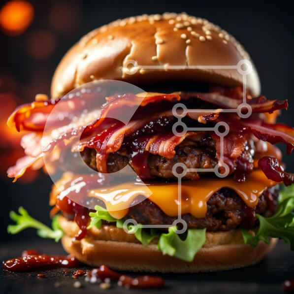 Σετ των 2 Intra Συλλεκτικό Ξύλινο Παζλ Plywood  4mm - Λαχταριστό Cheeseburger Bacon με κέτσαπ Σε Ξύλινο Κουτί - Διαστάσεις: 10x10 cm – 25 κομμάτια