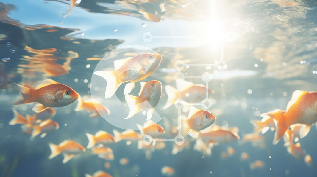 Intra Συλλεκτικό Ξύλινο Παζλ Plywood  4mm - Σχολή πορτοκαλί ψαριών που κολυμπούν στον ωκεανό Σε Ξύλινο Κουτί - Διαστάσεις: 10x10 cm – 25 κομμάτια