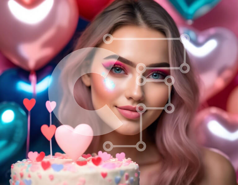 Intra Συλλεκτικό Ξύλινο Παζλ Plywood  4mm - Νεαρή γυναίκα που γιορτάζει με ένα κέικ σε σχήμα καρδιάς Σε Ξύλινο Κουτί - Διαστάσεις Puzzle: 10x10 cm – 25 κομμάτια