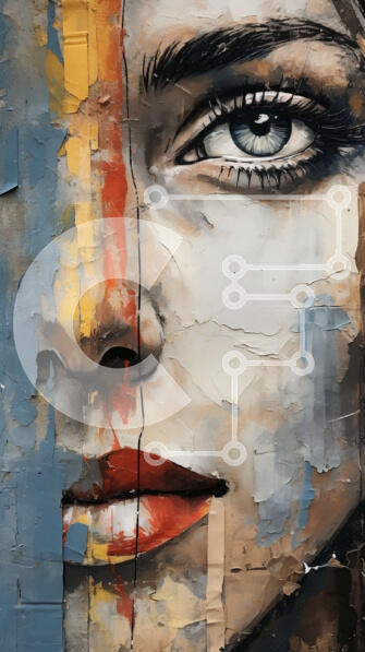 Intra Συλλεκτικό Ξύλινο Παζλ Plywood  4mm - Γυναίκα με φωτεινή μπλε σκιά ματιών και κόκκινο κραγιόν Σε Ξύλινο Κουτί - Διαστάσεις Puzzle: 10x10 cm – 25 κομμάτια