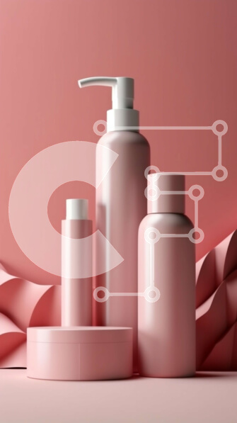 Intra Συλλεκτικό Ξύλινο Παζλ Plywood  4mm - Κομψά ροζ μπουκάλια καλλυντικών και δοχεία σε ζωντανό ροζ φόντο Σε Ξύλινο Κουτί - Διαστάσεις Puzzle: 10x10 cm – 25 κομμάτια