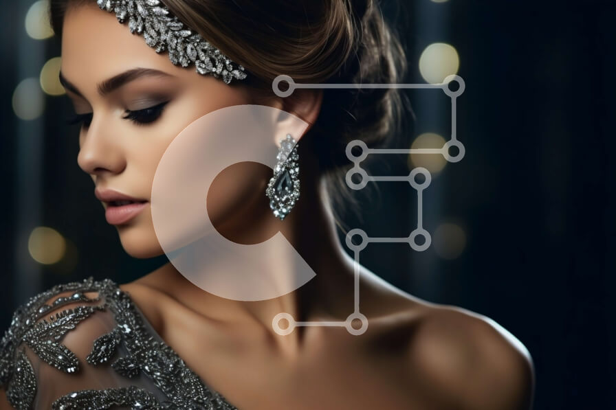 Intra Συλλεκτικό Ξύλινο Παζλ Plywood  4mm - Εκπληκτική γυναίκα με ασημένιο φόρεμα και διαμαντένια κοσμήματα Σε Ξύλινο Κουτί - Διαστάσεις Puzzle: 10x10 cm – 25 κομμάτια