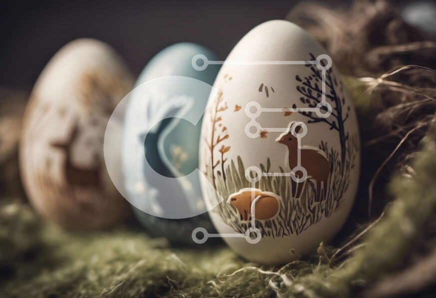 Intra Συλλεκτικό Ξύλινο Παζλ Plywood  4mm - Βαμμένα πασχαλινά αυγά με σχέδια ζώων Σε Ξύλινο Κουτί - Διαστάσεις: 10x10 cm – 25 κομμάτια