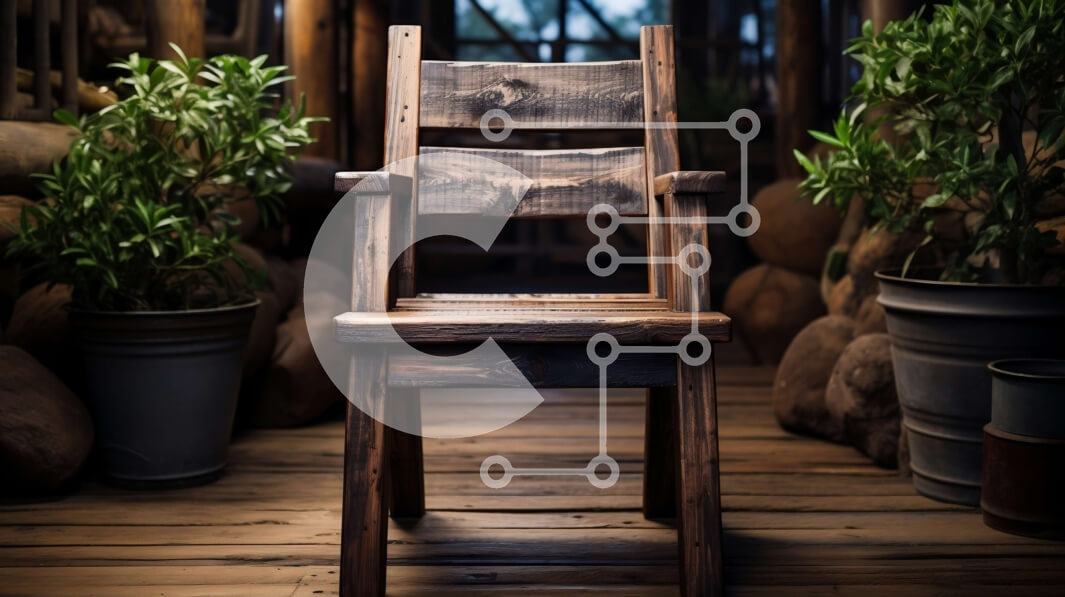 Intra Συλλεκτικό Ξύλινο Παζλ Plywood  4mm - Ξύλινη καρέκλα σε δωμάτιο με φυτά σε γλάστρες Σε Ξύλινο Κουτί - Διαστάσεις Puzzle: 10x10 cm – 25 κομμάτια