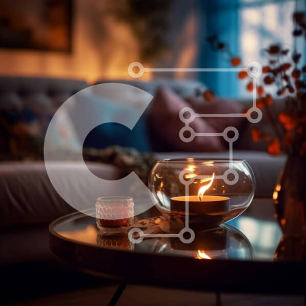 Intra Συλλεκτικό Ξύλινο Παζλ Plywood  4mm - Ζεστό και φιλόξενο σαλόνι με κερί και φυτά Σε Ξύλινο Κουτί - Διαστάσεις Puzzle: 10x10 cm – 25 κομμάτια