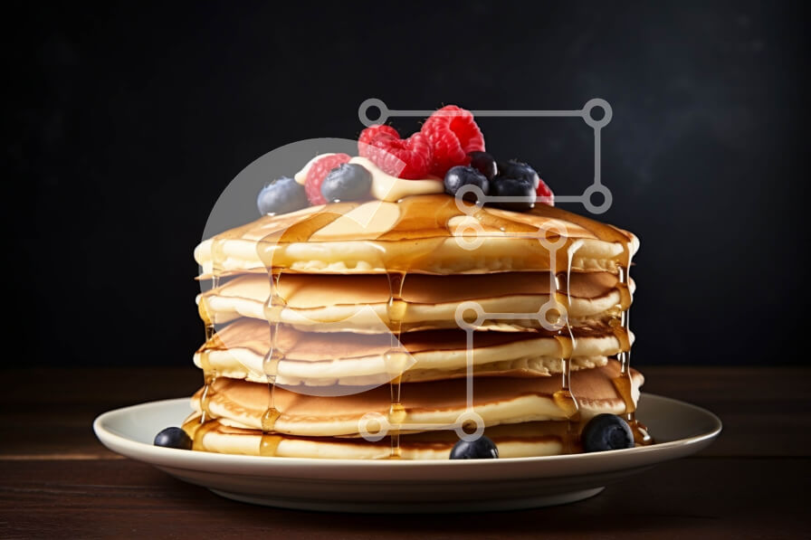 Σετ των 2 Intra Συλλεκτικό Ξύλινο Παζλ Plywood  4mm - Νόστιμες τηγανίτες με σιρόπι, μούρα και βατόμουρα Σε Ξύλινο Κουτί - Διαστάσεις: 10x10 cm – 25 κομμάτια