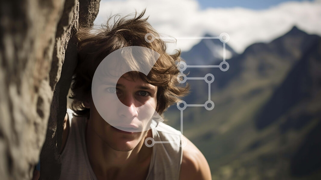 Intra Συλλεκτικό Ξύλινο Παζλ Plywood  4mm - Νεαρός άνδρας που κλίνει ενάντια στην εντυπωσιακή οροσειρά Σε Ξύλινο Κουτί - Διαστάσεις: 10x10 cm – 25 κομμάτια