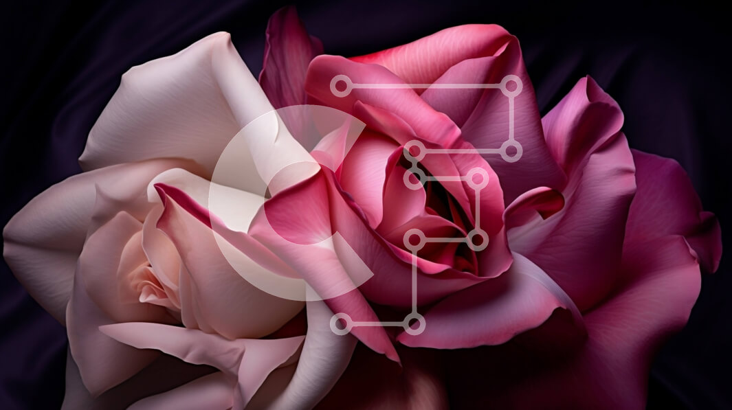 Intra Συλλεκτικό Ξύλινο Παζλ Plywood  4mm - Κοντινό πλάνο με ροζ και λευκά τριαντάφυλλα σε μαύρο φόντο Σε Ξύλινο Κουτί - Διαστάσεις: 10x10 cm – 25 κομμάτια