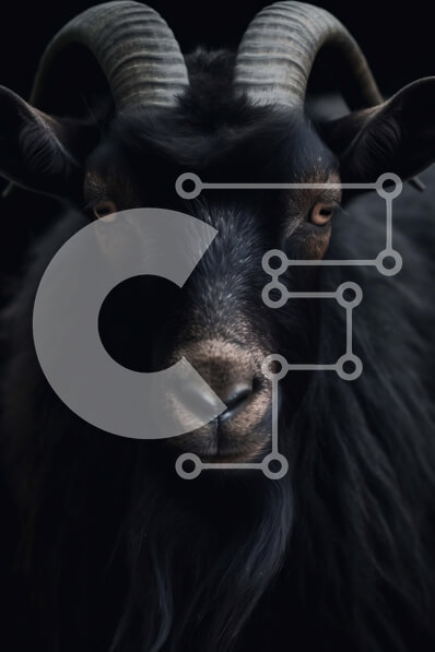 Σετ των 2 Intra Συλλεκτικό Ξύλινο Παζλ Plywood  4mm - Σοβαρή Μαύρη Κατσίκα με Μακρύ Κέρατα Σε Ξύλινο Κουτί - Διαστάσεις: 10x10 cm – 25 κομμάτια