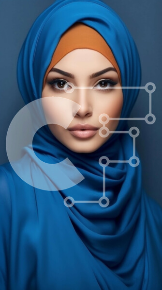 Intra Συλλεκτικό Ξύλινο Παζλ Plywood  4mm - Όμορφη εικόνα μιας γυναίκας που φορά μπλε χιτζάμπ και κίτρινη κορυφή Σε Ξύλινο Κουτί - Διαστάσεις Puzzle: 10x10 cm – 25 κομμάτια