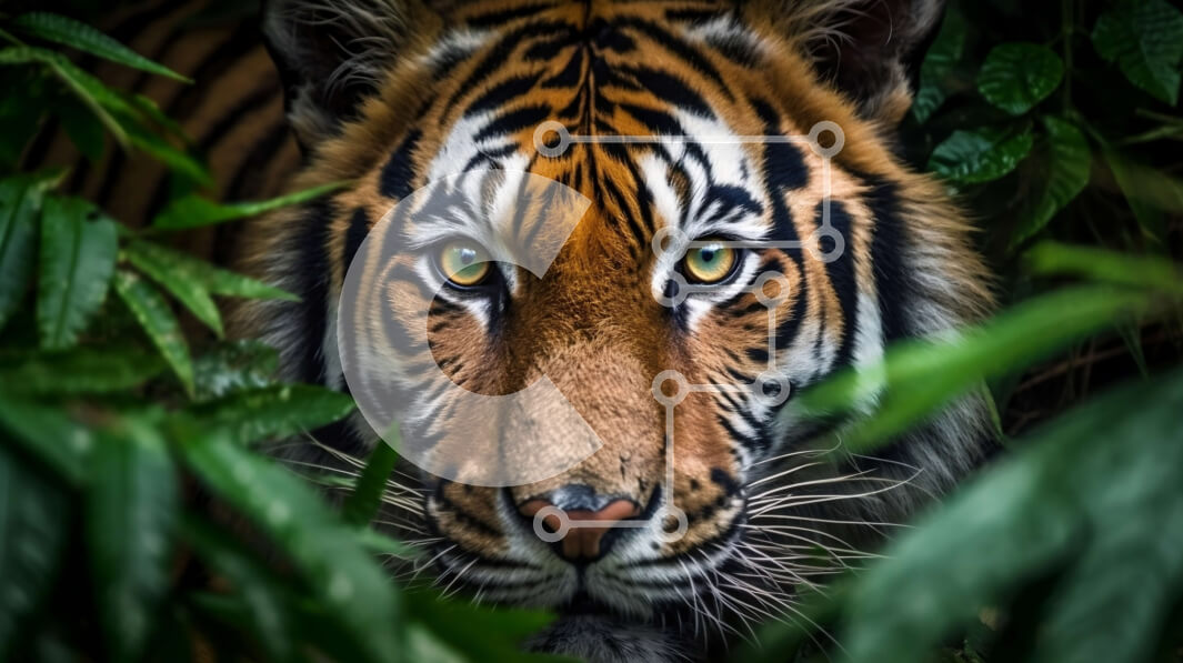 Intra Συλλεκτικό Ξύλινο Παζλ Plywood  4mm - Όμορφη εικόνα μιας τίγρης στη ζούγκλα Σε Ξύλινο Κουτί - Διαστάσεις: 10x10 cm – 25 κομμάτια