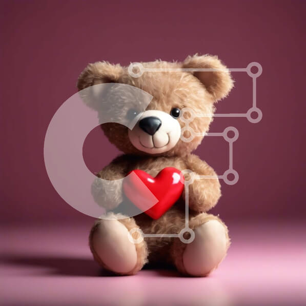 Intra Συλλεκτικό Ξύλινο Παζλ Plywood  4mm - Καφέ αρκουδάκι που κρατά πορτοκαλί καρδιά Σε Ξύλινο Κουτί - Διαστάσεις: 10x10 cm – 25 κομμάτια