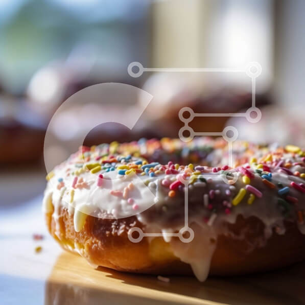 Σετ των 2 Intra Συλλεκτικό Ξύλινο Παζλ Plywood  4mm - Νόστιμο γλασέ ντόνατ με ψεκασμό και φυσικό φως Σε Ξύλινο Κουτί - Διαστάσεις: 10x10 cm – 25 κομμάτια