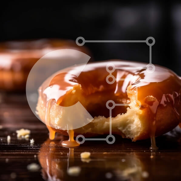 Σετ των 2 Intra Συλλεκτικό Ξύλινο Παζλ Plywood  4mm - Κοντινό πλάνο ενός γυαλισμένου ντόνατ με το δάγκωμα που έχει αφαιρεθεί Σε Ξύλινο Κουτί - Διαστάσεις: 10x10 cm – 25 κομμάτια