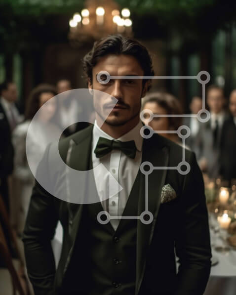 Intra Συλλεκτικό Ξύλινο Παζλ Plywood  4mm - Σοβαρός άνδρας με πράσινο σμόκιν που κρατά ένα ποτήρι κρασί Σε Ξύλινο Κουτί - Διαστάσεις Puzzle: 10x10 cm – 25 κομμάτια