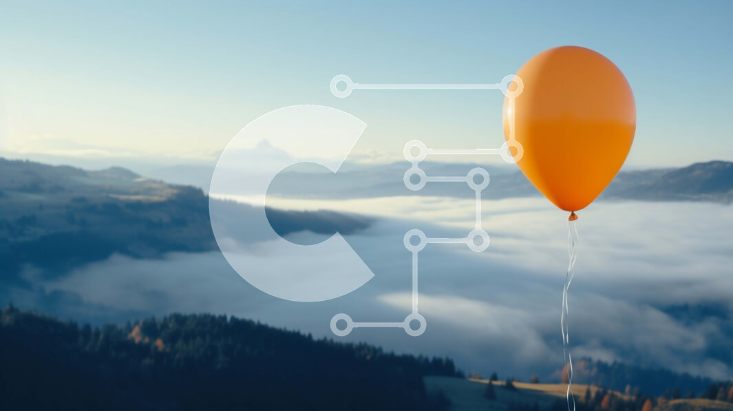 Intra Συλλεκτικό Ξύλινο Παζλ Plywood  4mm - Πορτοκαλί μπαλόνι που επιπλέει πάνω από το ορεινό τοπίο Σε Ξύλινο Κουτί - Διαστάσεις: 10x10 cm – 25 κομμάτια