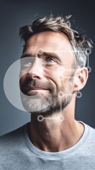 Intra Συλλεκτικό Ξύλινο Παζλ Plywood  4mm - Χαμογελαστός Μεσήλικας με γένια και γυαλιά σε γκρι μπλουζάκι Σε Ξύλινο Κουτί - Διαστάσεις Puzzle: 10x10 cm – 25 κομμάτια