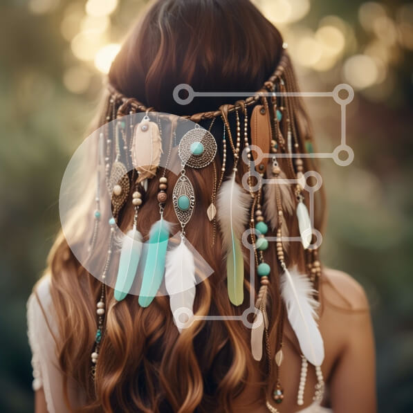 Σετ των 2 Intra Συλλεκτικό Ξύλινο Παζλ Plywood  4mm - Κομψή γυναίκα με μποέμικο κεφάλι σε ένα γαλήνιο δάσος Σε Ξύλινο Κουτί - Διαστάσεις: 10x10 cm – 25 κομμάτια